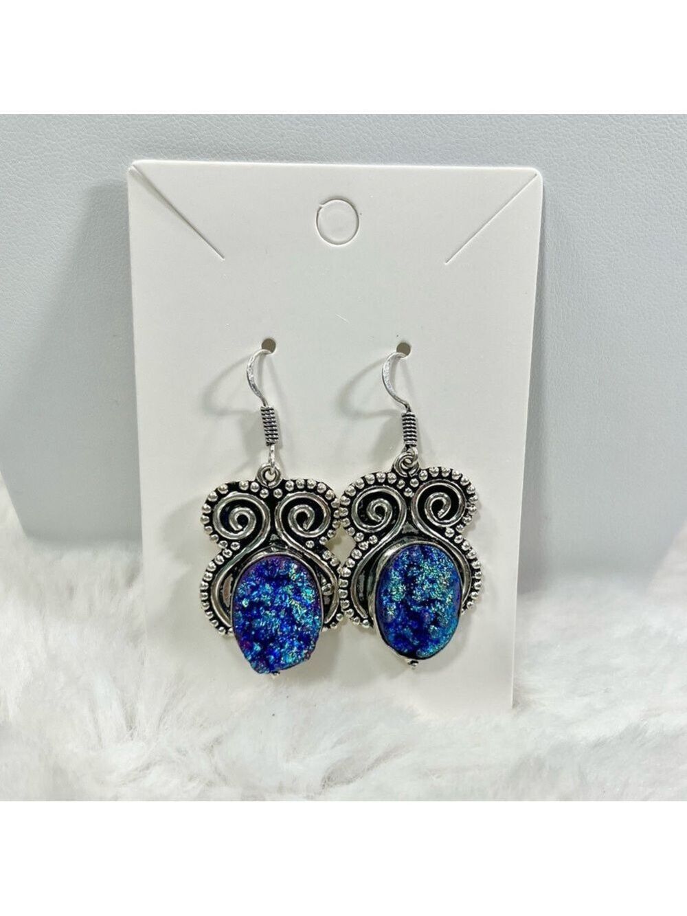 Titanium Druzy 925 Pendant & Earrings Set - Picture 8 of 15